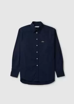 Image of Lacoste Womens Classic Shirt With Croc Logo In Navy Blue