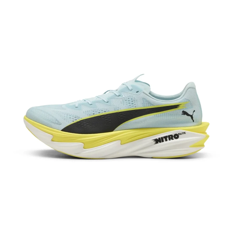 Image of Puma Deviate NITRO Elite 4 Shoes Blue Yellow SS26, Size 46 - EUR