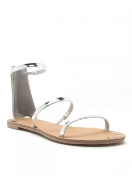 Image of Qupid Athena 1273 Multi Strap Sandal Silver