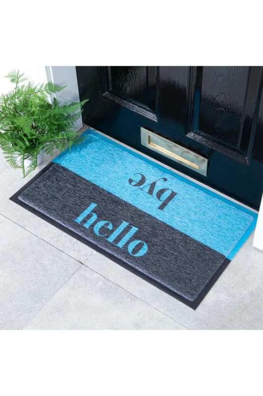 Image of Native Natural Blue Hello Bye Doormat (70 X 40Cm)