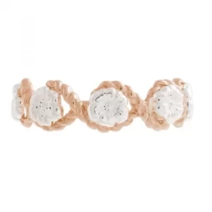Image of Ladies Olivia Burton Two-Tone Steel and Rose Plate Flower Show Rope Ring