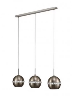 Image of Ceiling Pendant 3 Light E27 Linear Polished Chrome, Crystal