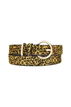Image of Leopard Print Leather Jeans Belt