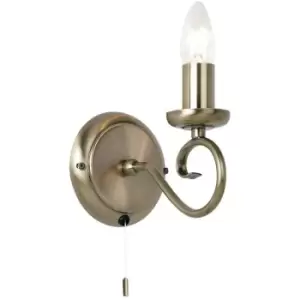 Image of Endon Trafford - 1 Light Indoor Candle Wall Light Antique Brass, E14
