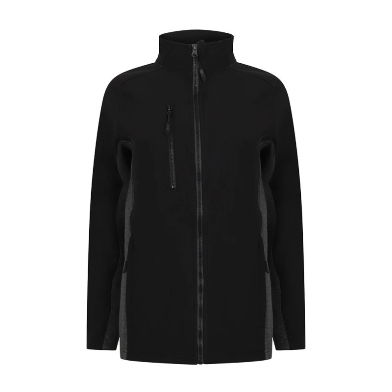 Image of Henbury Contrast Soft Shell Jacket in Black Size: XS Black Unisex XS