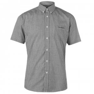 Image of Pierre Cardin Short Sleeve Shirt Mens - Black Check
