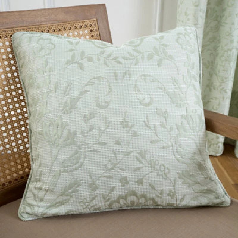 Image of Curtina Marple Woven Jacquard Sage Green Filled Cushion