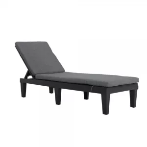Image of Faro Black Lounger with Grey Cushion Black