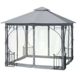 Image of Outsunny Gazebo Party Tent Canopy Sun Shade For Patio Garden Light Grey 3X3M - Grey