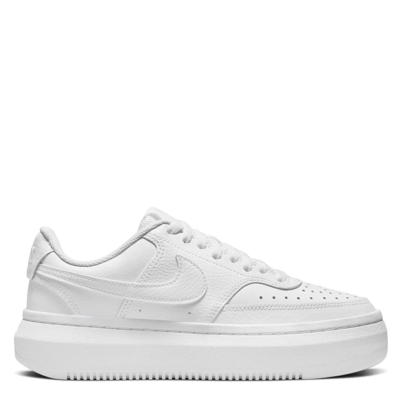 Image of Nike Court Vision Alta Leather Womens Trainers Triple White female 7 (41)