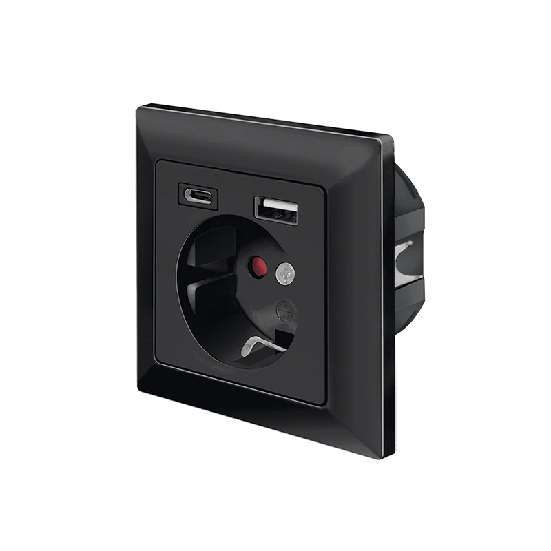 Image of LogiLink Wall outlet 1 socket+ 1-port USB-A + 1port USB-C charger. bla
