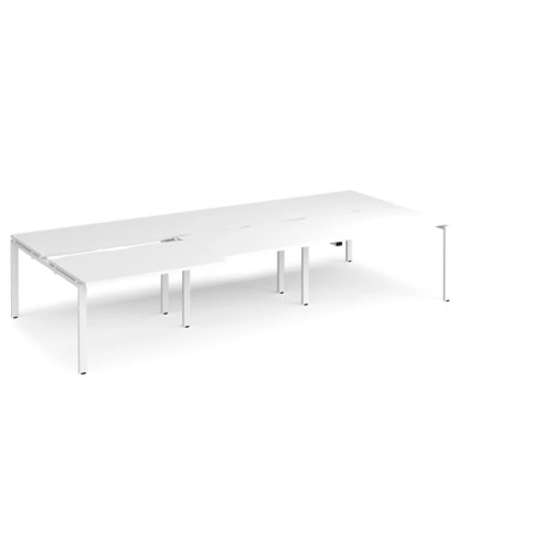 Image of Adapt Bench Desk 6 Person Rectangular Desks 3600mm With Sliding Tops White Tops With White Frames 1600mm Depth Adapt White STE3616-WH-WH