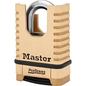 Image of Master Lock Proseries 1177D 4 Digit Resettable Shrouded Shackle Padlock Brass 57mm