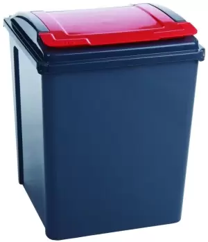 Image of VFM Recycling Bin With Lid Red 50L