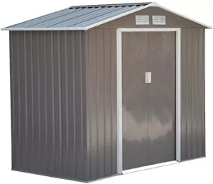 Image of Outsunny 9 x 6FT Foundation Ventilation Steel Outdoor Garden Shed Grey