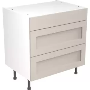 Image of Kitchen Kit Flatpack Shaker Kitchen Cabinet Base 3 Drawer Unit Ultra Matt 800mm in Light Grey MFC