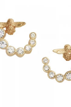 Image of Olivia Burton Jewellery Bejewelled Bee Swirl Hoop Earrings Gold OBJAME161
