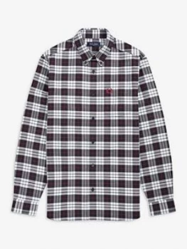 Image of Fred Perry Tartan Oxford Shirt, White, Size S, Men