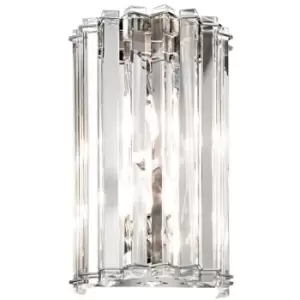 Image of IP44 Twin Wall Light Triangular Crystal Prisms Round Crystals Chrome LED G9 3.5W