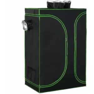 Image of Mylar Hydroponic Grow Tent w/ Floor Tray for Indoor Plant Growing Black - Black - Outsunny
