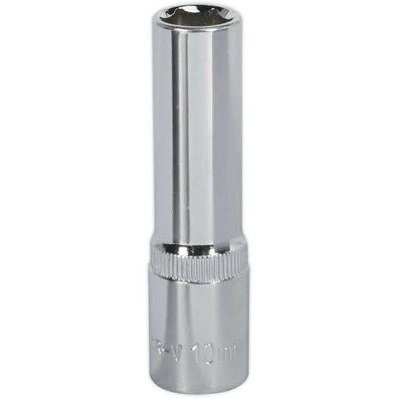 Image of Loops 10mm Forged Steel DEEP Drive Socket - 3/8" Square Drive Polished Chrome Vanadium Metallics
