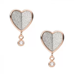 Image of Fossil Flutter Hearts Rose Gold Tone Stud Earrings