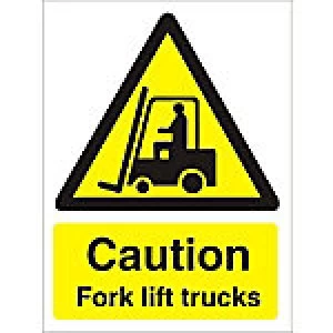 Image of Warning Sign Fork Lift Trucks Plastic 40 x 30 cm