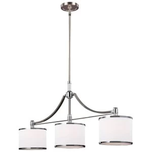 Image of 3 Light Ceiling Island Chandelier Pendant Bar Light Satin Nickel, Chrome, E27