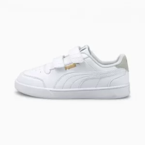Image of PUMA Shuffle Kids Trainers, White/Grey/Gold Size 13 Shoes