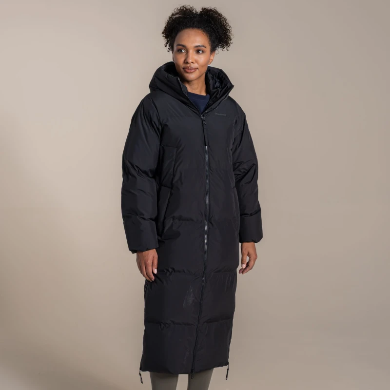 Image of Craghoppers Womens Fellbarrow Longline Hooded Waterproof Padded Jacket in Black Size: 18 Black Female 18