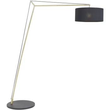 Image of Merano Ravenna Floor Lamp Matt Brass Plate & Black Cotton Fabric