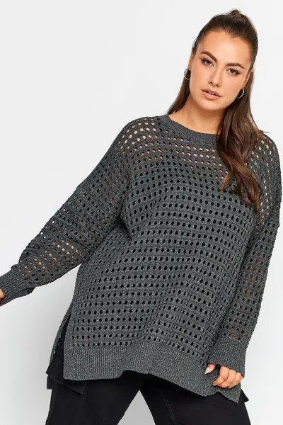 Image of Yours Crochet Jumper Grey