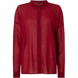 Image of Label Lab Label Lab Eyelet Split Back Shirt - Berry