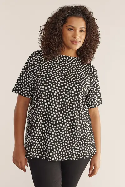 Image of Evans Printed Crepe Top White