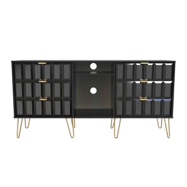 Image of Welcome Furniture Ready Assembled Cube 6 Drawer Sideboard In Deep Black