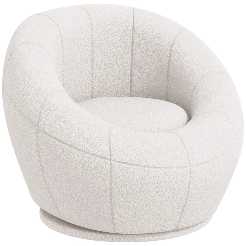 Image of HOMCOM Modern Round Boucle Armchair Accent Chair For Living Room Bedroom White 839-803V70WT