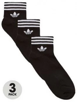Image of Adidas Originals 3 Pack Trefoil Ankle Sock - Black