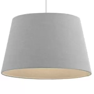 Image of 14" Inch Round Tapered Drum Lamp Shade Grey Linen Fabric Cover Simple Elegant