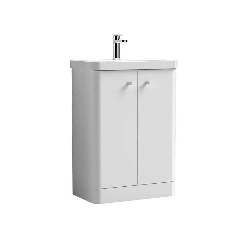 Image of Balterley Floor Standing 2 Door Vanity Unit Ceramic Basin Gloss White 600mm White