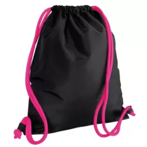 Image of Bagbase Icon Drawstring Bag/Gymsac (One Size) (Black/Fuchsia)