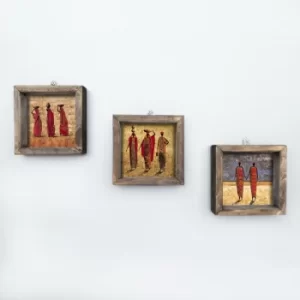 Image of UKZM020 Multicolor Decorative Framed MDF Painting (3 Pieces)