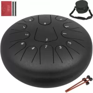 Image of Steel Tongue Drum Percussion Instrument 13note 12" Steel Tank Drum, Black
