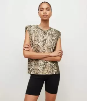 Image of AllSaints Womens Mika Noche Snake Tank, Yellow, Size: S