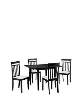 Image of Julian Bowen Rufford 80-160 Cm Extending Dining Table Plus 4 Coast Chairs - Black