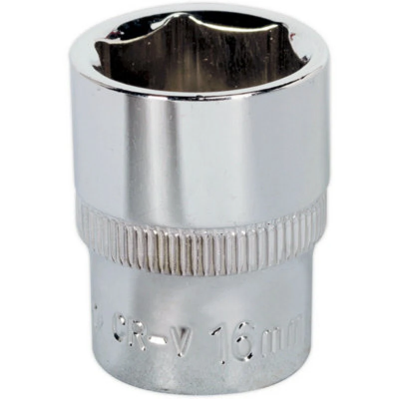 Image of Loops 16mm Forged Steel Drive Socket - 3/8" Square Drive - Polished Chrome Vanadium Metallics