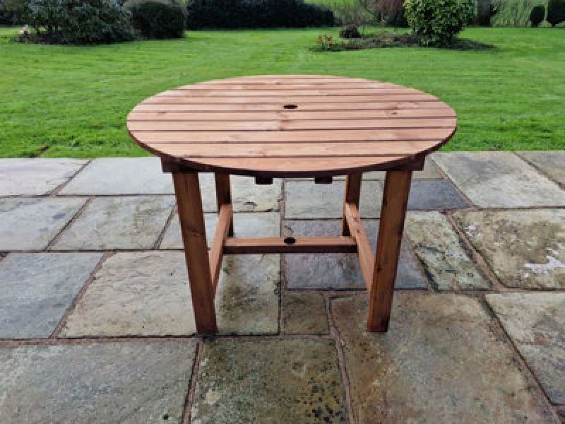 Image of Churnet Valley Garden Furniture Ltd Valley Round Garden Dining Table - Timber - L113 X W113 X H75cm - Minimal Assembly Required