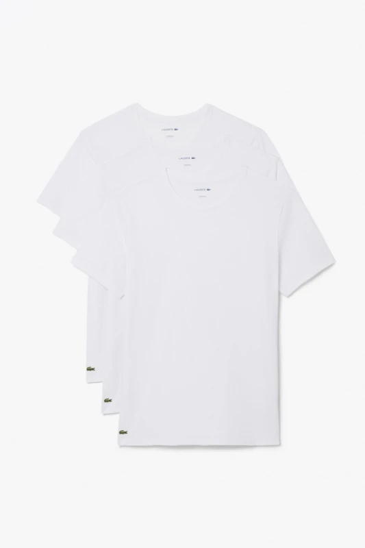 Image of Lacoste Pack of 3 Lounge T-Shirts in Cotton White Men S;XXL;XL;L;M