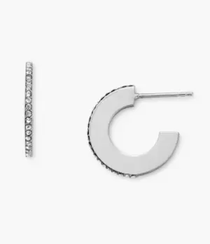 Image of Fossil Women Silver-Tone Brass Hoop Earrings