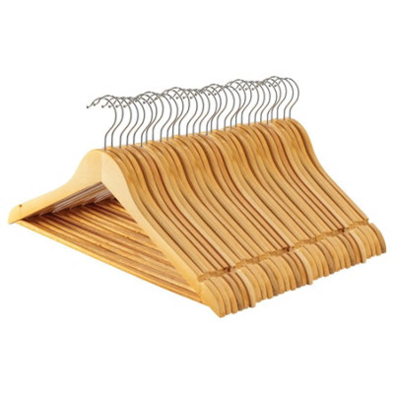 Image of Harbour Housewares Wooden Coat Hangers - Natural - Pack Of 30