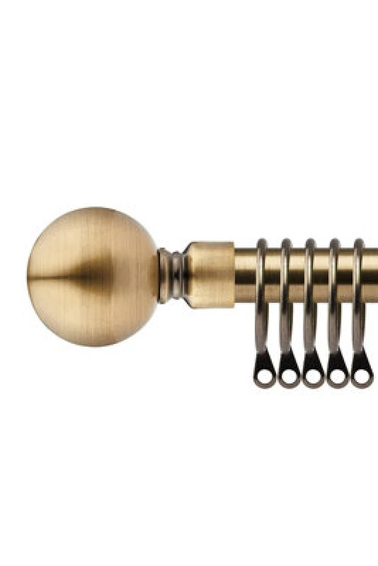 Image of 16-19mm Sphere Extendable Metal Curtain Pole Set Brass 120-210Cm